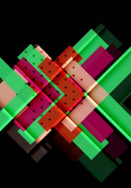 Renkli üçgenler ve oklar koyu arka plan üzerinde