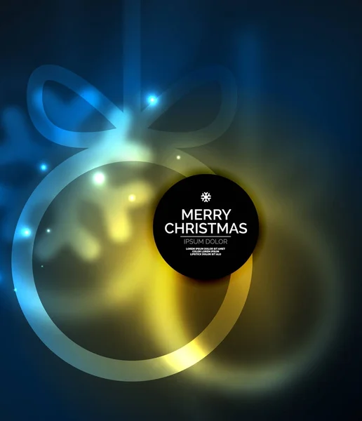 Kerstballen, vector magische donkere achtergrond met gloeiende bollen van het nieuwe jaar — Stockvector