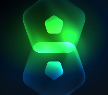 Parlak cam şeffaf pentagans, geometrik soyut dijital arka plan