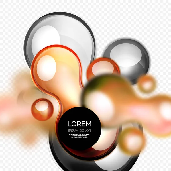 Skleněné bubliny na liquid design šedá, moderní techno — Stockový vektor