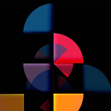 Siyah arka plan üzerine daire öğeleri