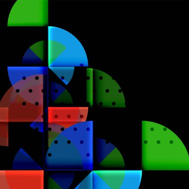 Siyah arka plan üzerine daire öğeleri