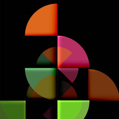 Siyah arka plan üzerine daire öğeleri