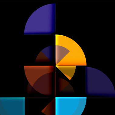 Siyah arka plan üzerine daire öğeleri