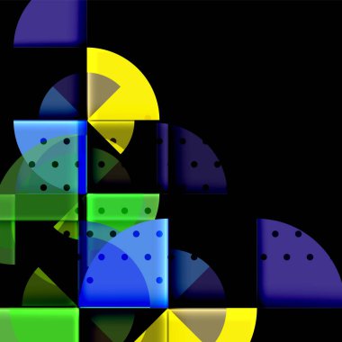 Siyah arka plan üzerine daire öğeleri