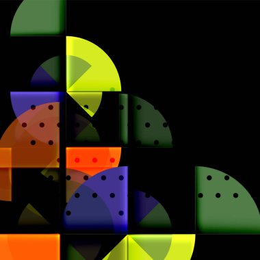 Siyah arka plan üzerine daire öğeleri