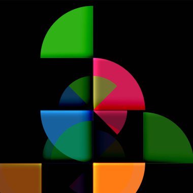 Siyah arka plan üzerine daire öğeleri