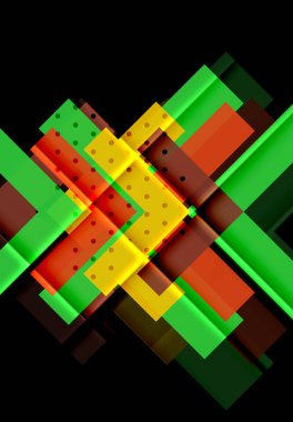 Renkli üçgenler ve oklar koyu arka plan üzerinde