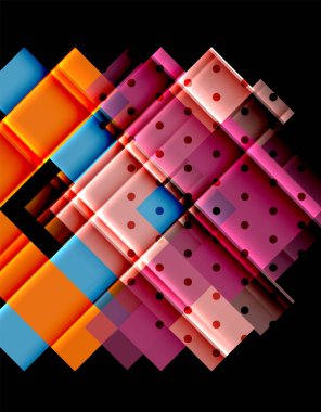 Renkli üçgenler ve oklar koyu arka plan üzerinde