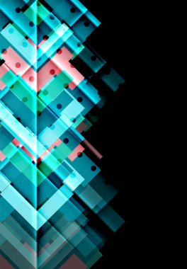 Renkli üçgenler ve oklar koyu arka plan üzerinde