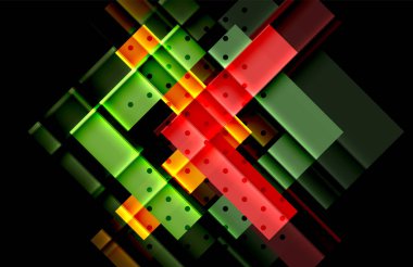 Renkli üçgenler ve oklar koyu arka plan üzerinde