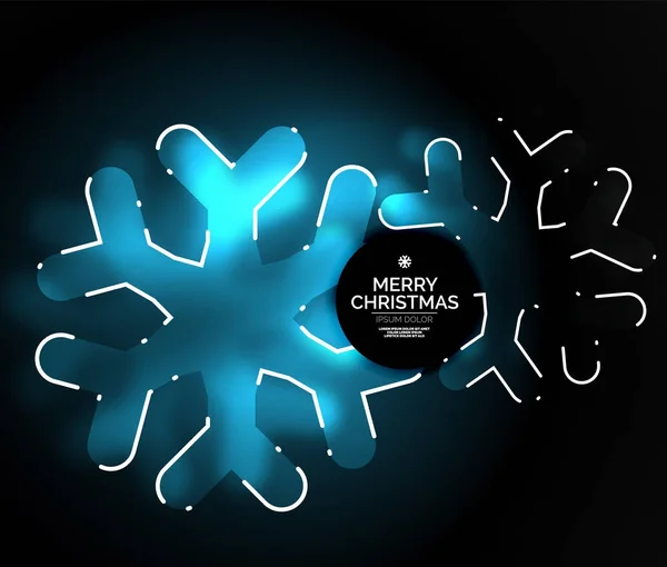 Flocons de neige d'hiver lumineux sur fond sombre, Noël et Nouvel An vacances — Image vectorielle