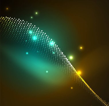 parlayan parçacıkların 3D ışıklı dalga