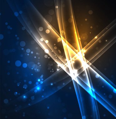 Enerji hatları, karanlıkta parlayan dalgalar vektör arka plan