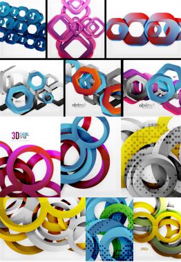 Vektör arka 3d daire ayarla