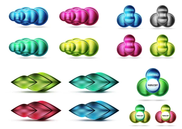 Glas en metaal knoppen of etiketten — Stockvector