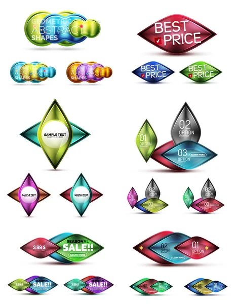 Botões ou etiquetas de vidro e metal — Vetor de Stock