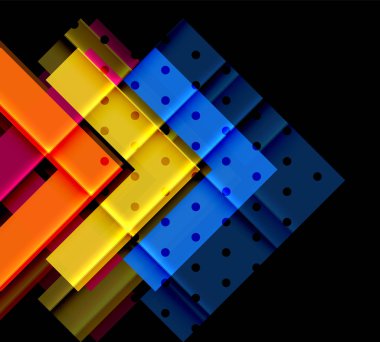 Renkli üçgenler ve oklar koyu arka plan üzerinde