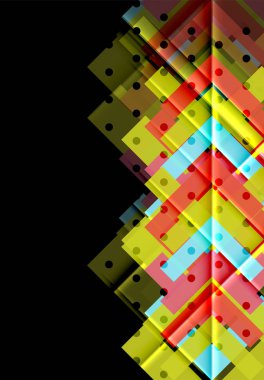 Renkli üçgenler ve oklar koyu arka plan üzerinde