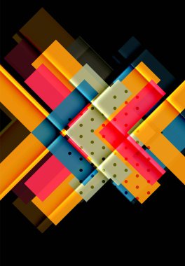 Renkli üçgenler ve oklar koyu arka plan üzerinde