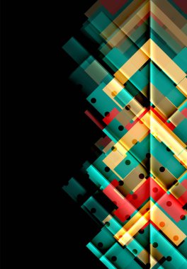 Renkli üçgenler ve oklar koyu arka plan üzerinde