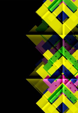 Renkli üçgenler ve oklar koyu arka plan üzerinde