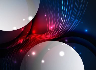 Parçacıklar koyu renk arka plan üzerinde oluşturulan parlayan dalga