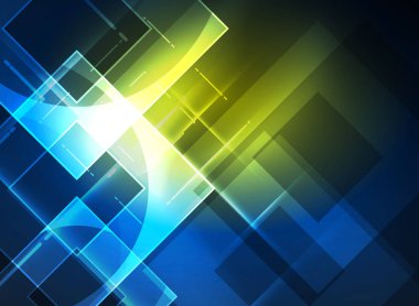 Karanlık, dijital arka plan parlayan kareler