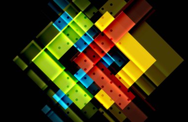 Siyah arka plan üzerinde renkli oklar