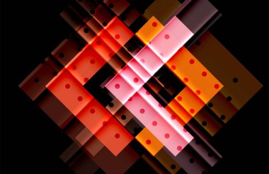 Renkli üçgenler ve oklar koyu arka plan üzerinde