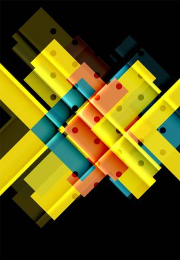 Renkli üçgenler ve oklar koyu arka plan üzerinde