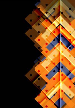 Renkli üçgenler ve oklar koyu arka plan üzerinde