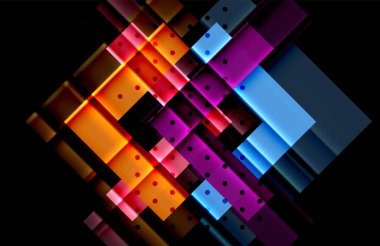 Renkli üçgenler ve oklar koyu arka plan üzerinde