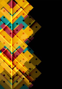 Renkli üçgenler ve oklar koyu arka plan üzerinde