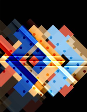 Renkli üçgenler ve oklar koyu arka plan üzerinde