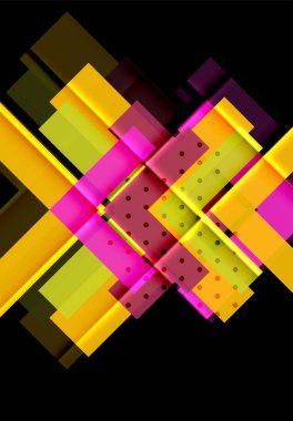 Renkli üçgenler ve oklar koyu arka plan üzerinde