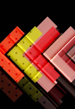 Renkli üçgenler ve oklar koyu arka plan üzerinde