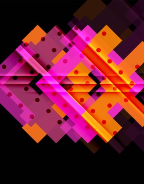 Renkli üçgenler ve oklar koyu arka plan üzerinde