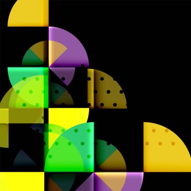 Siyah arka plan üzerine daire öğeleri