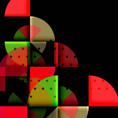 Siyah arka plan üzerine daire öğeleri