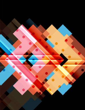 Renkli üçgenler ve oklar koyu arka plan üzerinde