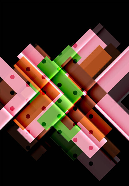 Цветные треугольники и стрелки на темном фоне
