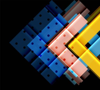 Renkli üçgenler ve oklar koyu arka plan üzerinde