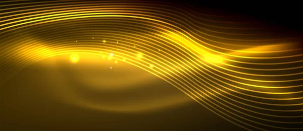 Gloeiende abstracte wave op donkere, glanzende beweging — Stockvector