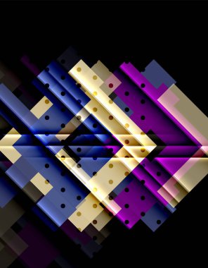 Renkli üçgenler ve oklar koyu arka plan üzerinde