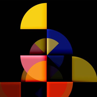 Siyah arka plan üzerine daire öğeleri