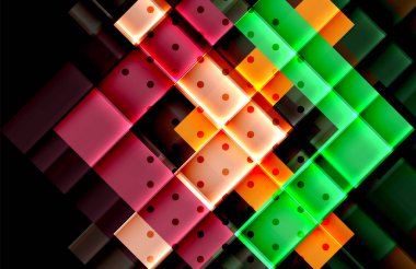 Renkli üçgenler ve oklar koyu arka plan üzerinde