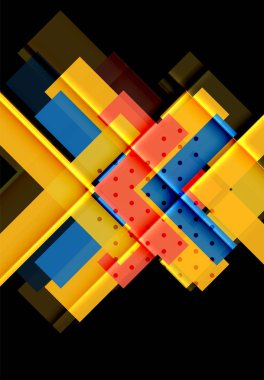 Renkli üçgenler ve oklar koyu arka plan üzerinde