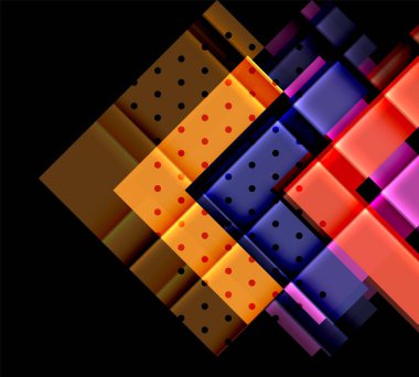 Renkli üçgenler ve oklar koyu arka plan üzerinde