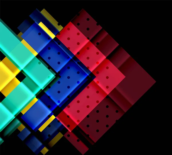 Kleurrijke driehoeken en pijlen op donkere achtergrond — Stockvector